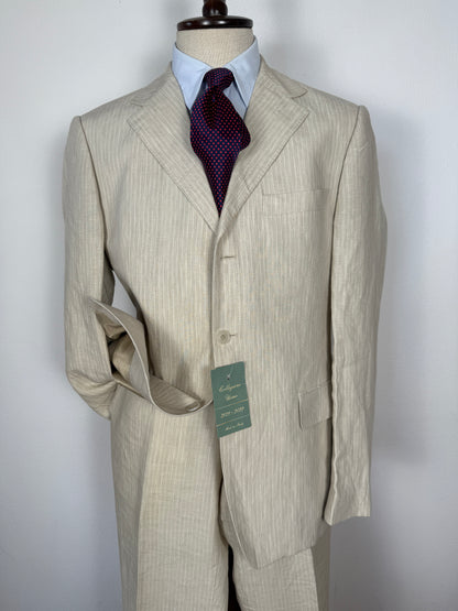 Completo in puro lino color panna gessato - tg. 52