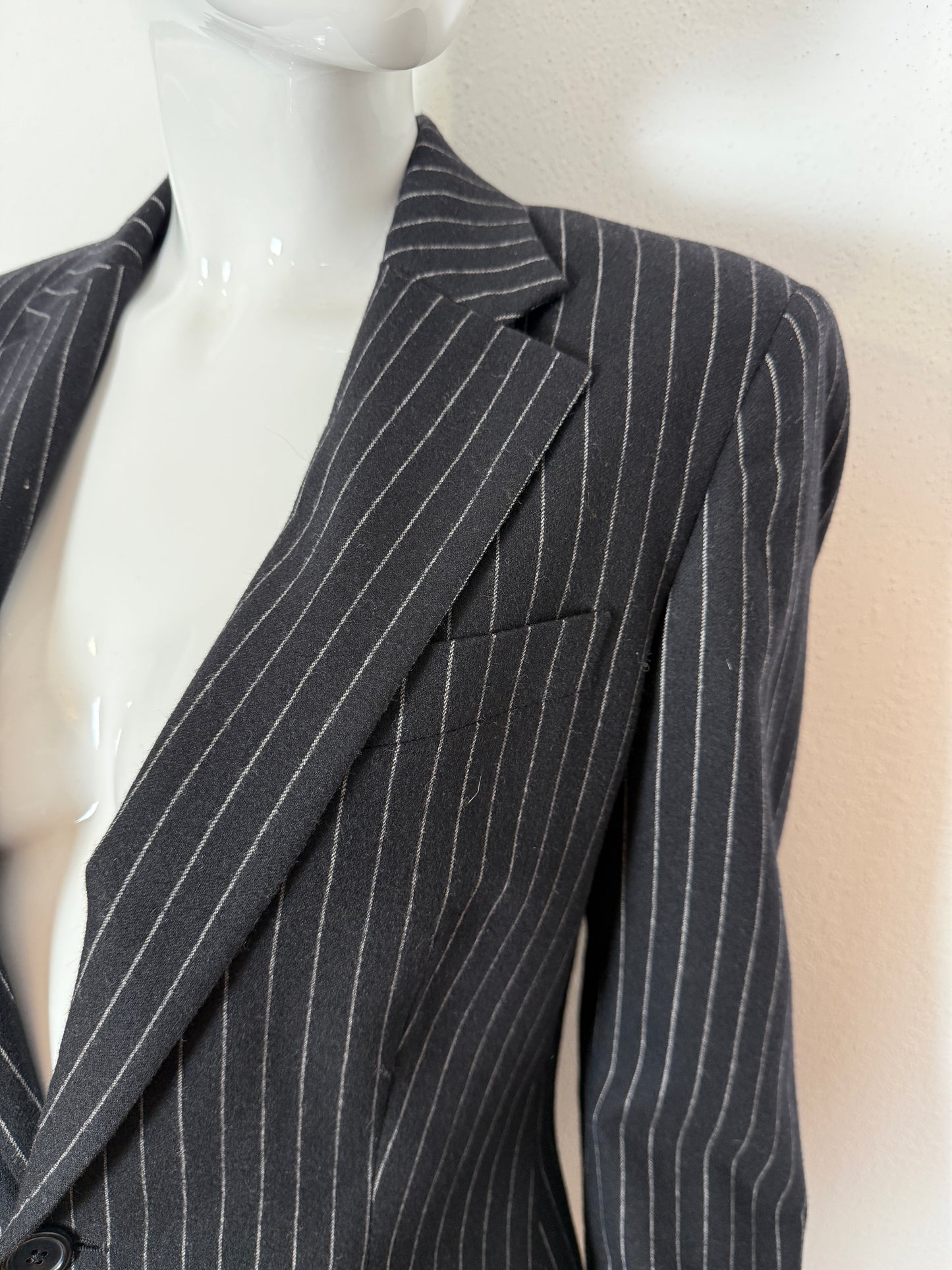 Tailleur Ralph Lauren gessato taglio maschile in lana e cashmere - tg. 40