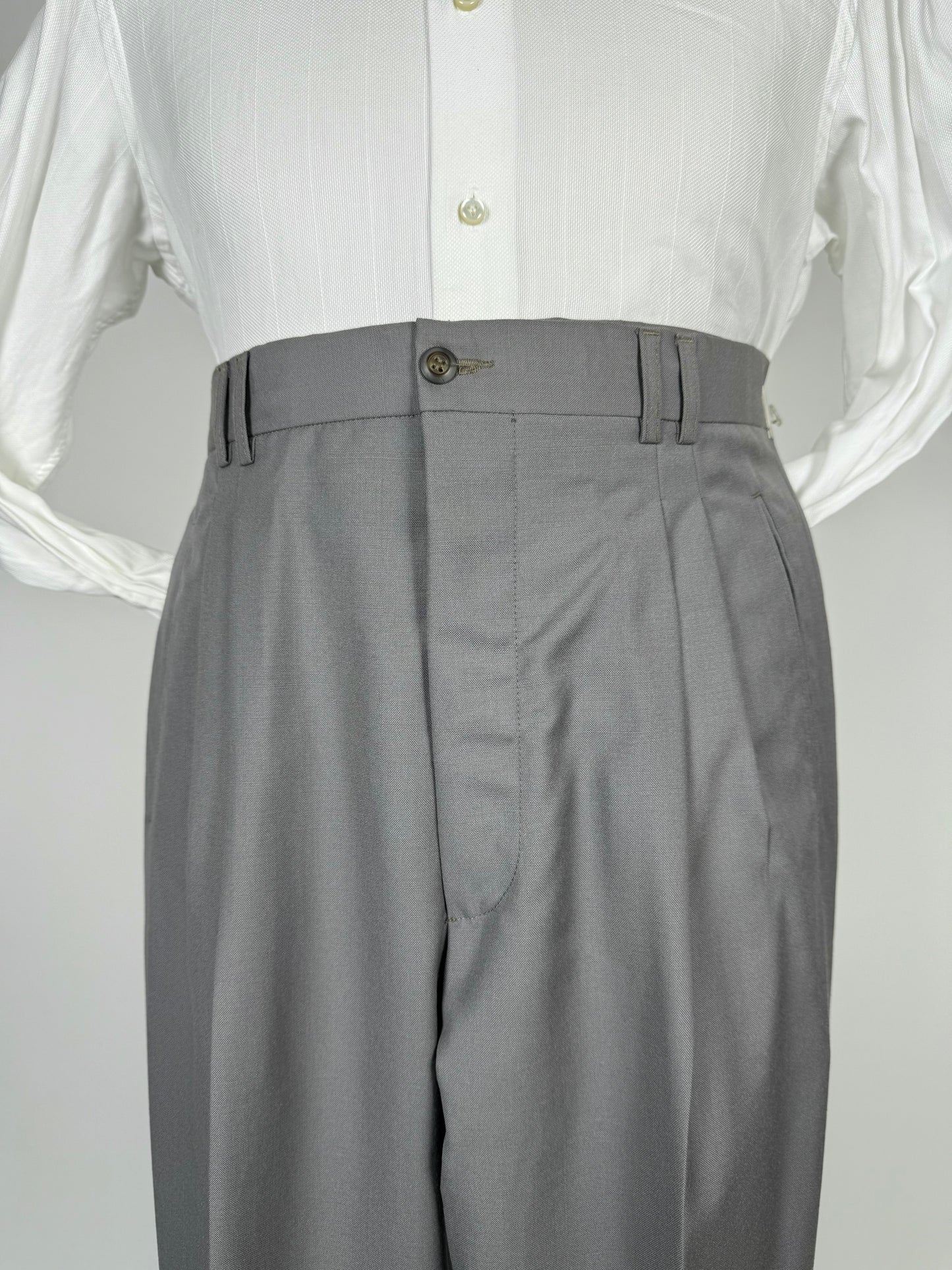 Pantaloni fresco lana verde-grigio anni '80 (NOS) - tg. 50