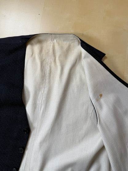 Completo 3 pezzi anni ‘60 sartoriale flanella antracite gessato - tg. 50