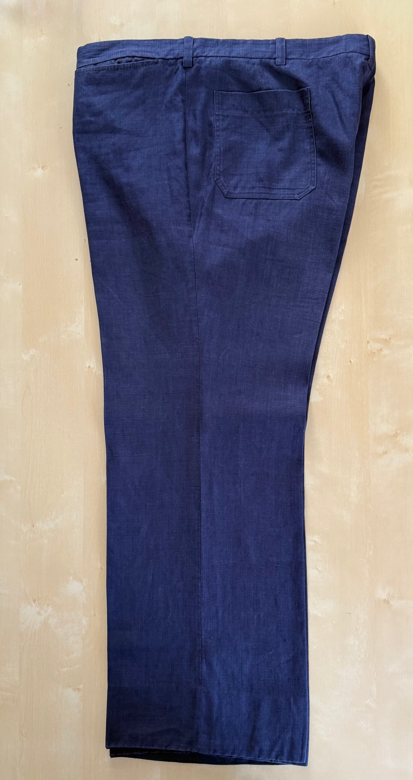 Completo sartoriale anni '70 in lino blu stile workwear - tg. 54