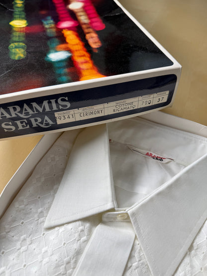 Camicia da sera anni ‘70 con ricamo - XXS, collo 38