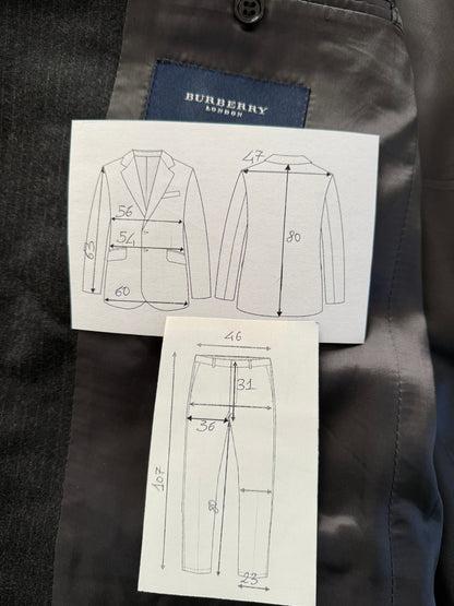 Completo Burberry flanella grigio antracite gessato - tg. 50