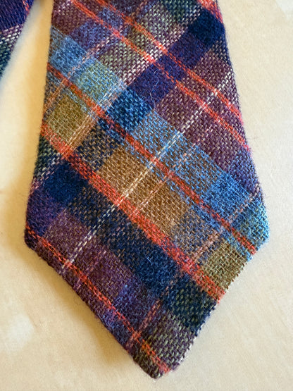 Cravatta anni ‘60 in lana tartan multicolore