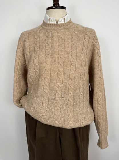 Maglione vintage in lana shetland a trecce - tg. XL