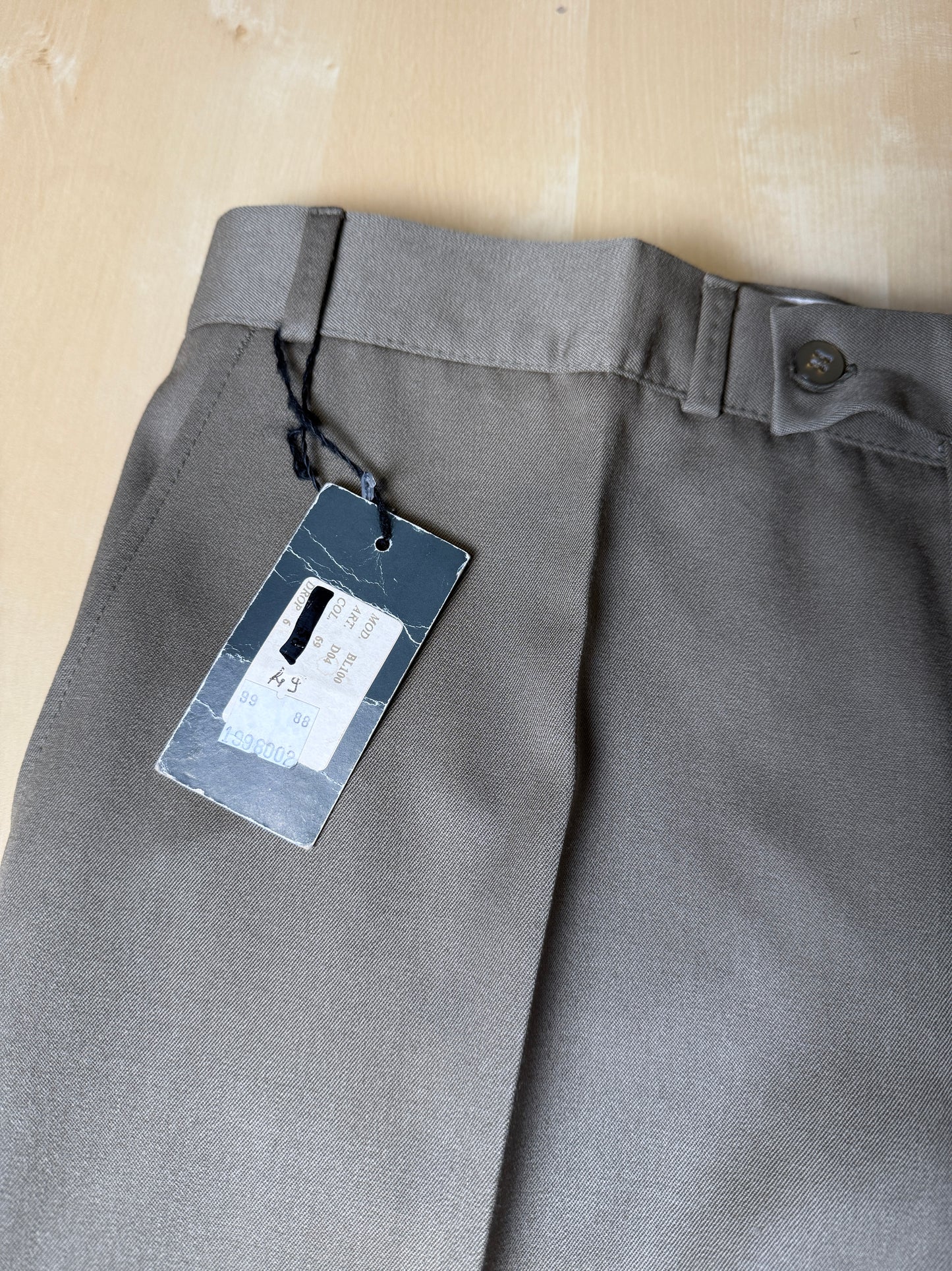 Pantaloni anni ‘70 lana pettinata cachi (NOS) - tg. 50/52