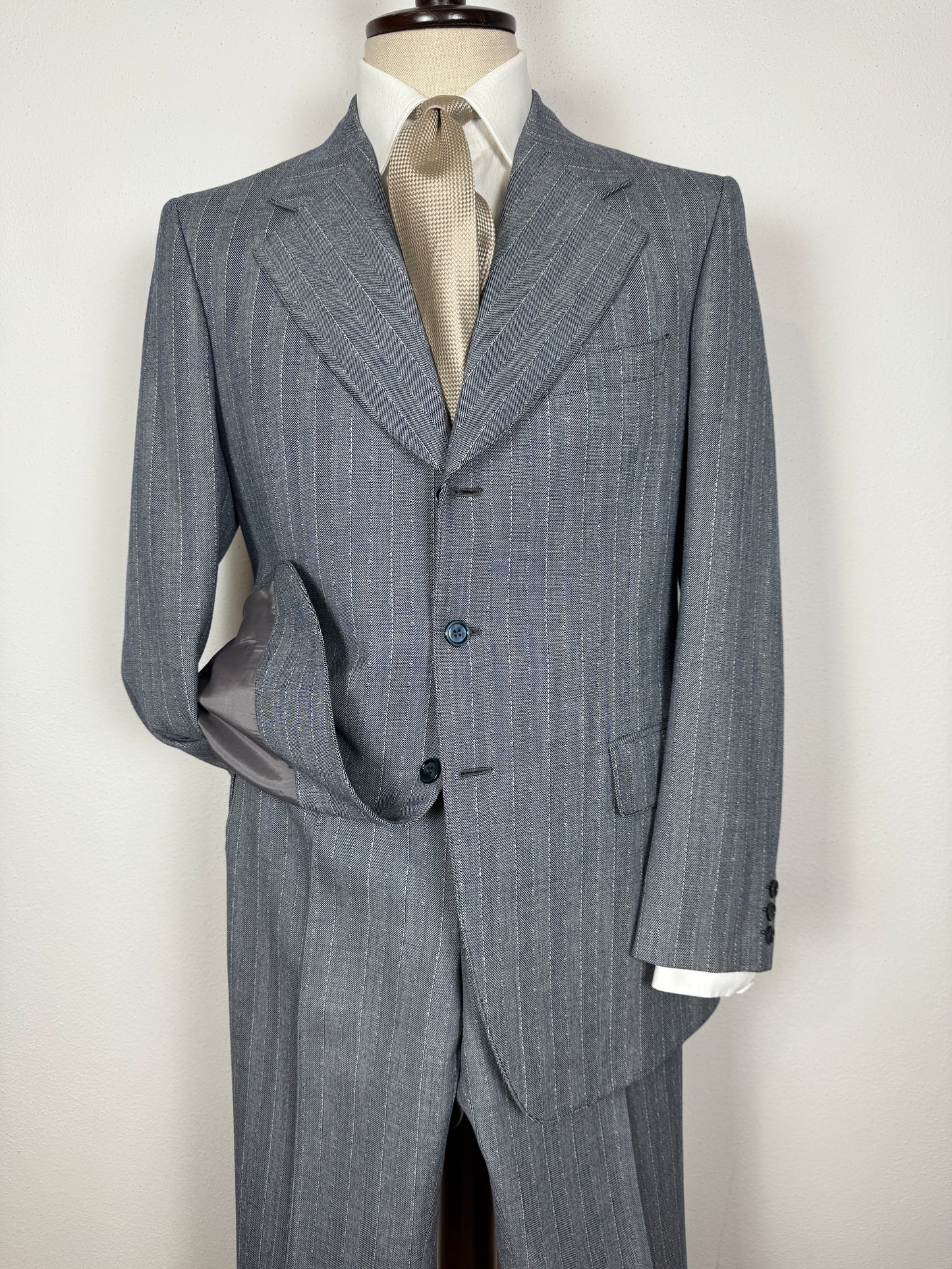 Completo anni ‘60 in grisaglia blu spinato - tg. 48