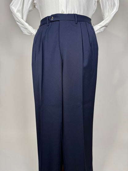 Completo doppiopetto anni '70/'80 twill lana pettinata blu - tg. 48