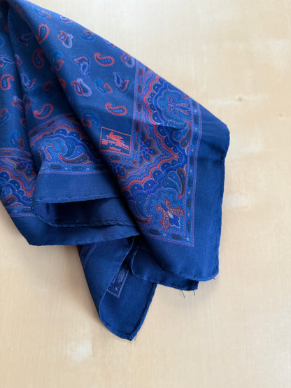 Pochette in seta Etro blu fantasia paisley