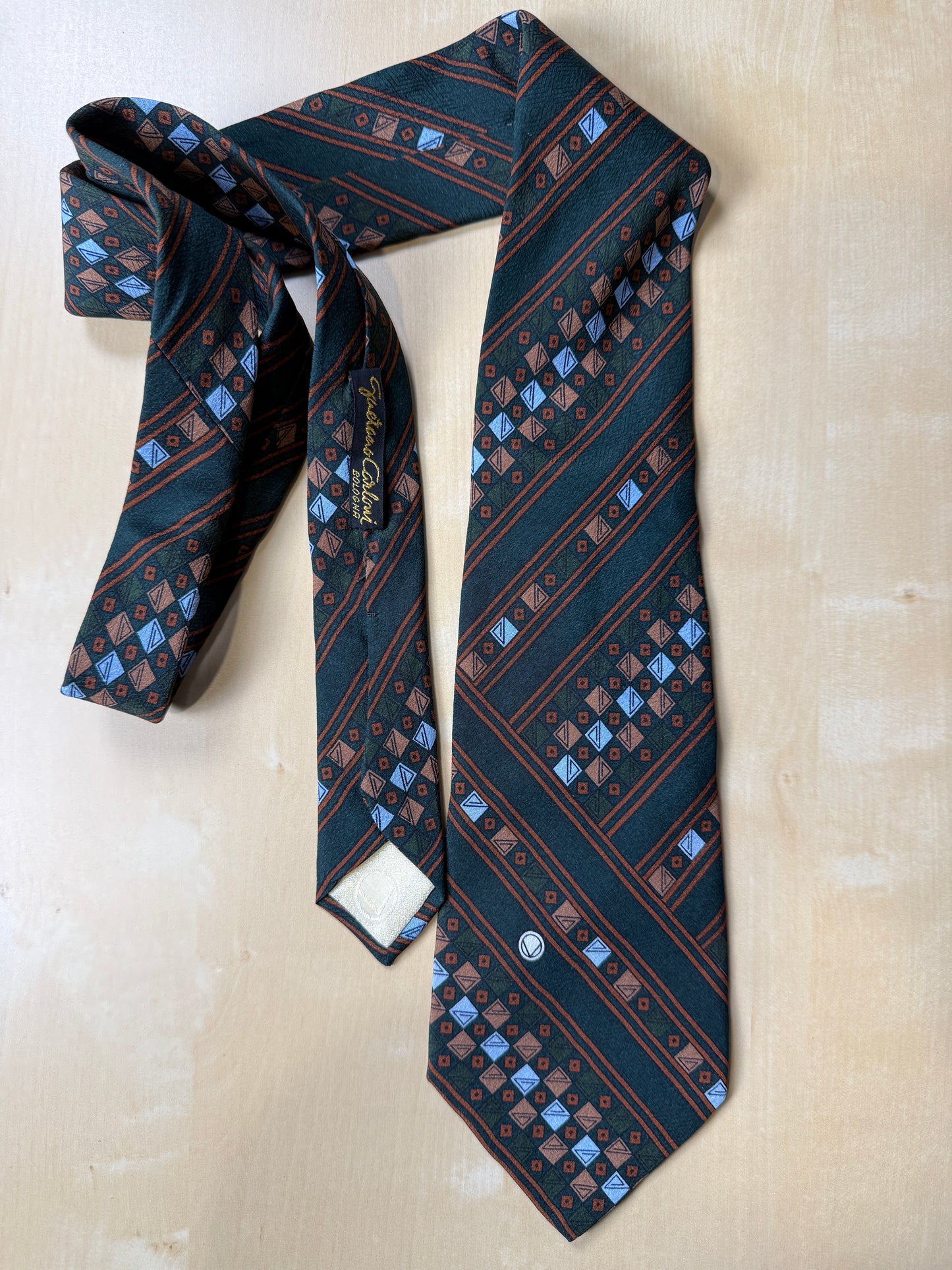 Cravatta Valentino anni ‘70 geometrica jacquard