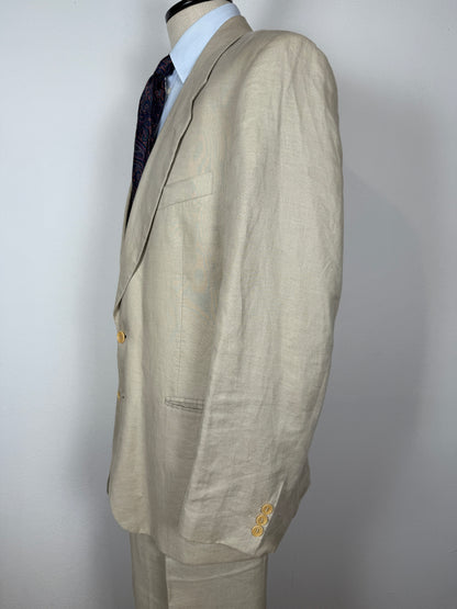 Completo anni ‘80 in puro lino beige chiaro - tg. 56