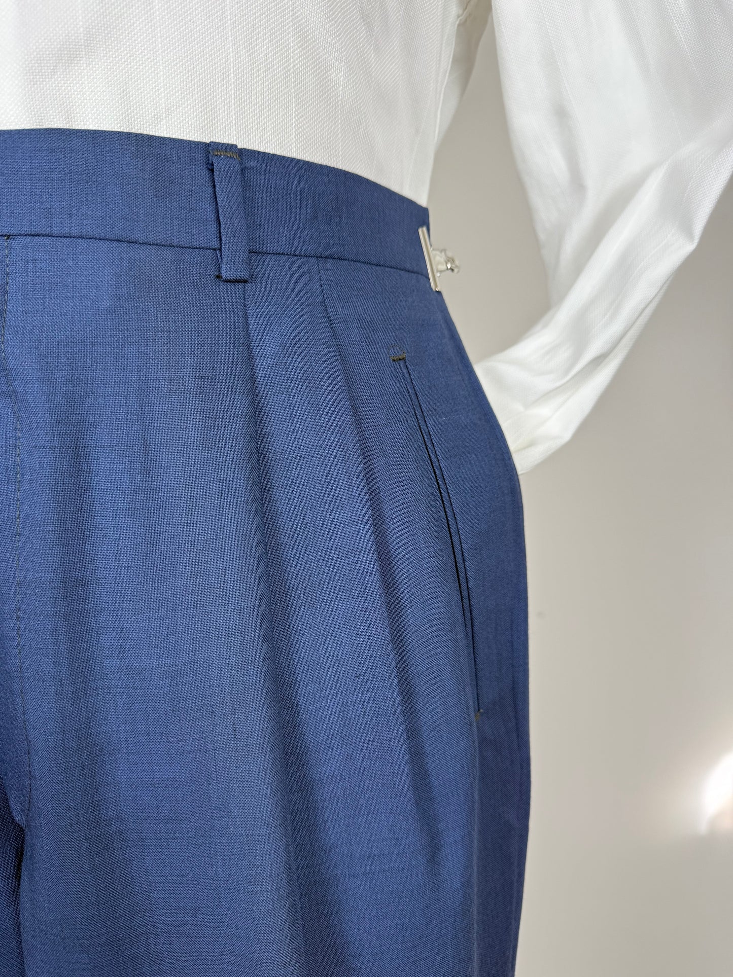 Pantaloni fresco lana blu cobalto anni '90 (NOS) - tg. 50