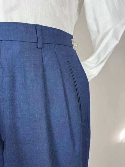 Pantaloni fresco lana blu cobalto anni '90 (NOS) - tg. 50