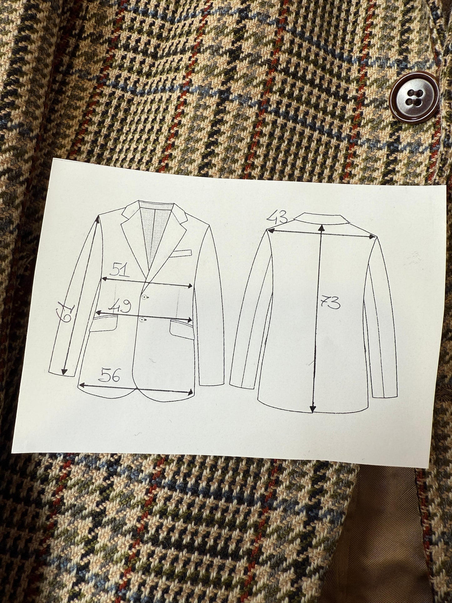 Giacca sartoriale in puro cashmere scozzese principe di Galles - tg. 46