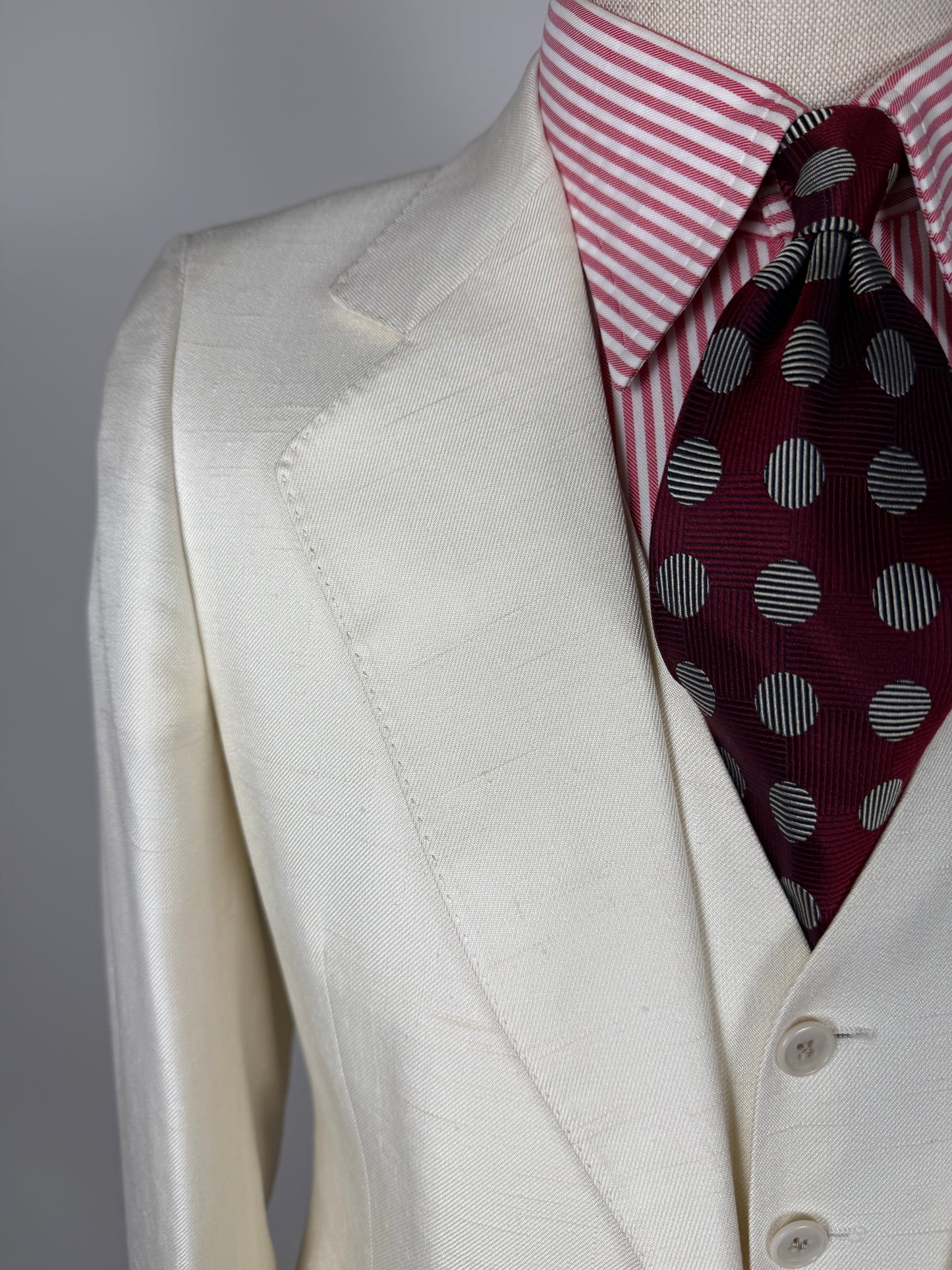 Completo 3 pezzi anni '70 seta shantung avorio - tg. 42/44