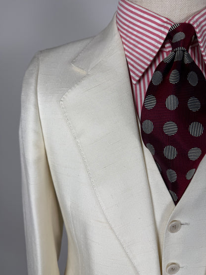 Completo 3 pezzi anni '70 seta shantung avorio - tg. 42/44