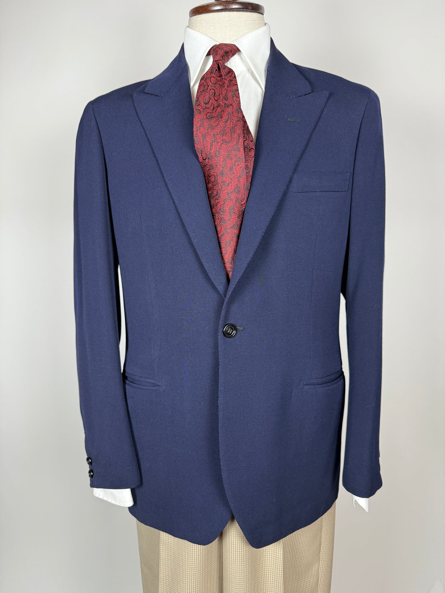 Giacca sartoriale anni ‘50/‘60 flanella pettinata mono bottone e revers lancia - tg. 48/50