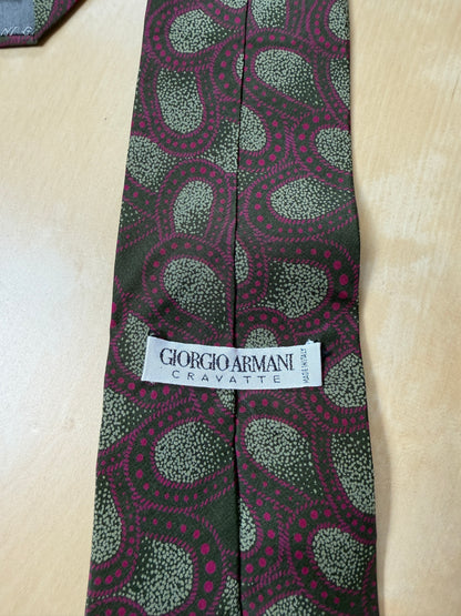 Cravatta Armani paisley verde e fucsia