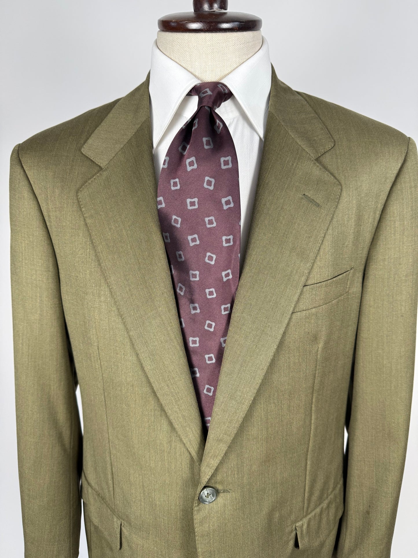 Completo anni ‘80 verde oliva lana pettinata E. Zegna - tg. 48/50