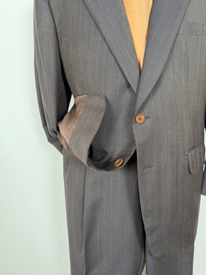 Completo Belvest anni '80 marrone gessato - tg. 56/58