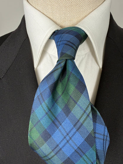 Cravatta Yves Saint Laurent vintage tartan blu e verde