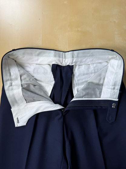 Completo doppiopetto anni '70/'80 twill lana pettinata blu - tg. 48