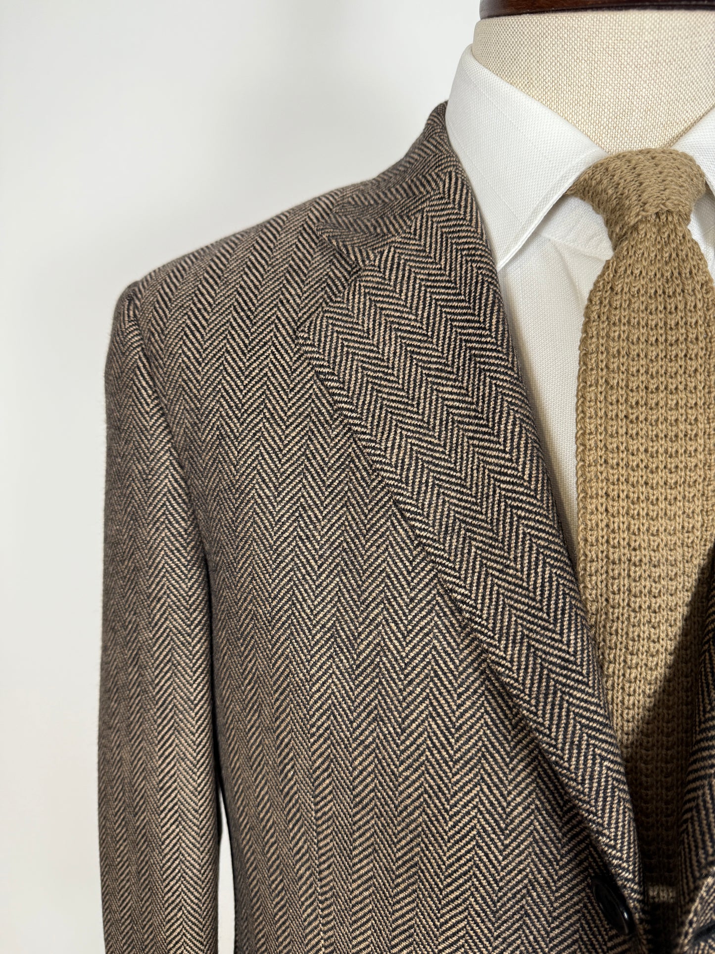 Giacca in puro cashmere marrone spigato - tg. 50