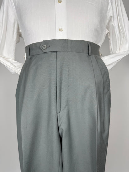 Pantaloni fresco lana verde salvia anni '80 (NOS) - tg. 44/46