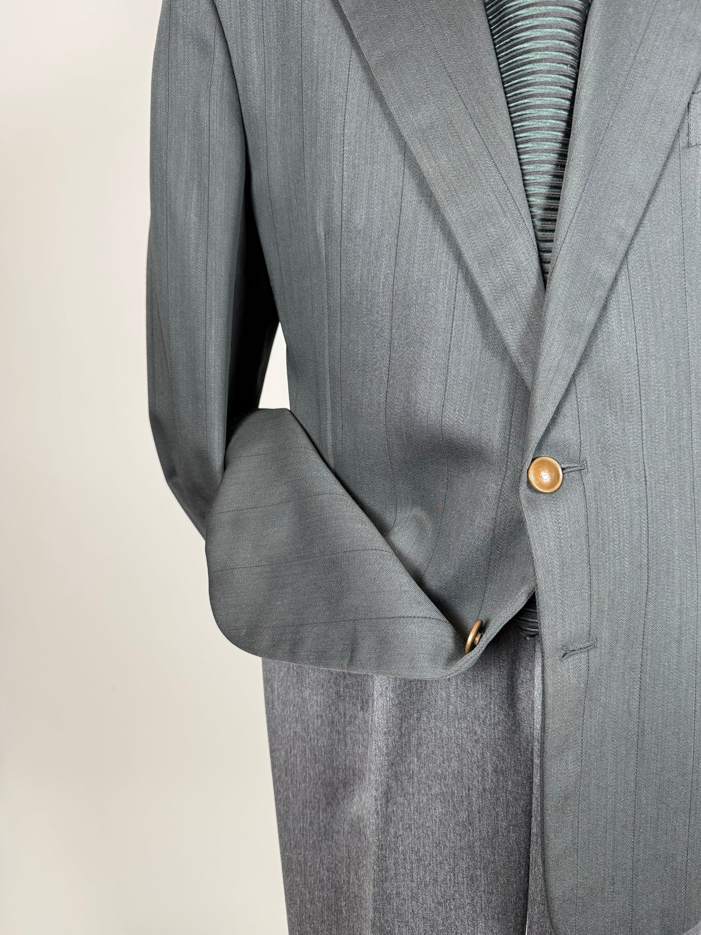 Giacca Yves Saint Laurent anni ‘80 verde petrolio - tg. 52/54
