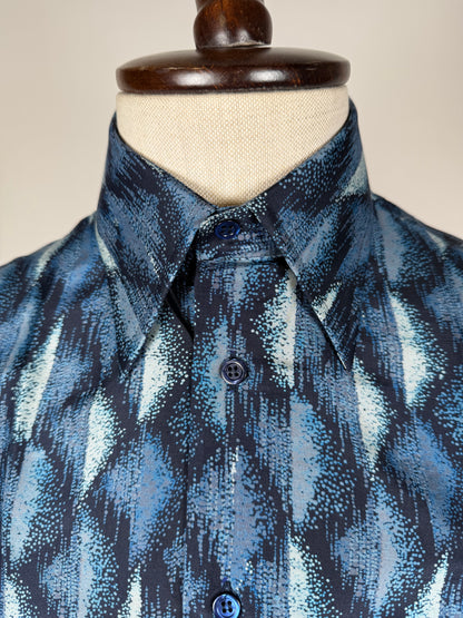 Camicia anni '70 optical in pura seta - S collo 40
