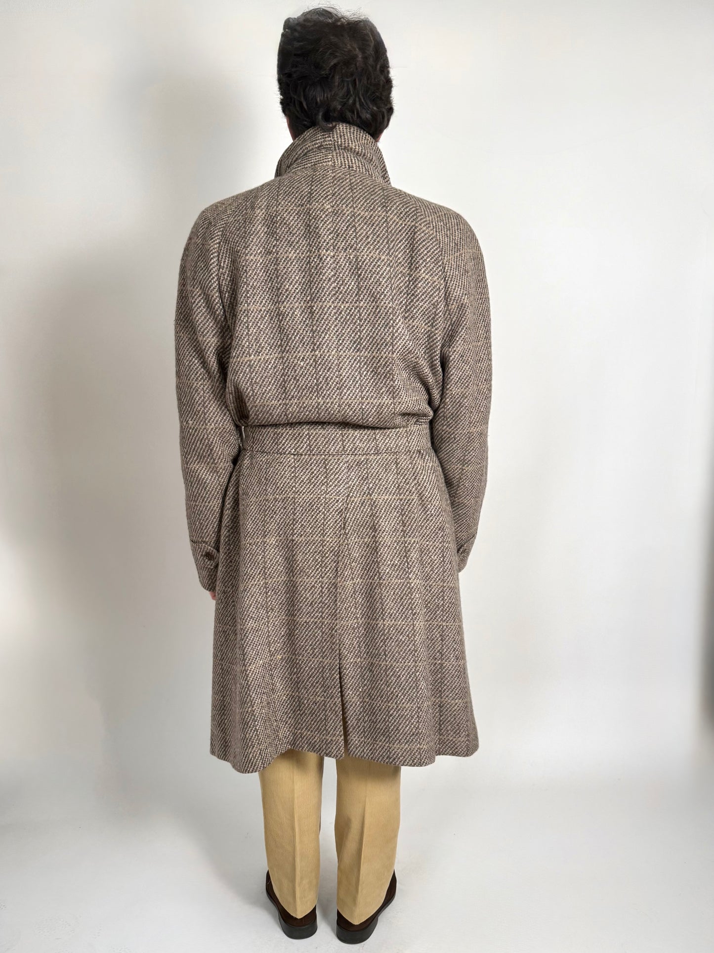 Cappotto raglan anni ‘80 tweed finestrato - tg. 54-56