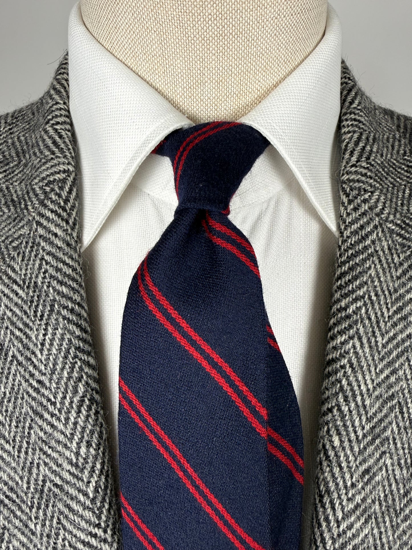 Cravatta regimental in flanella lana e cotone