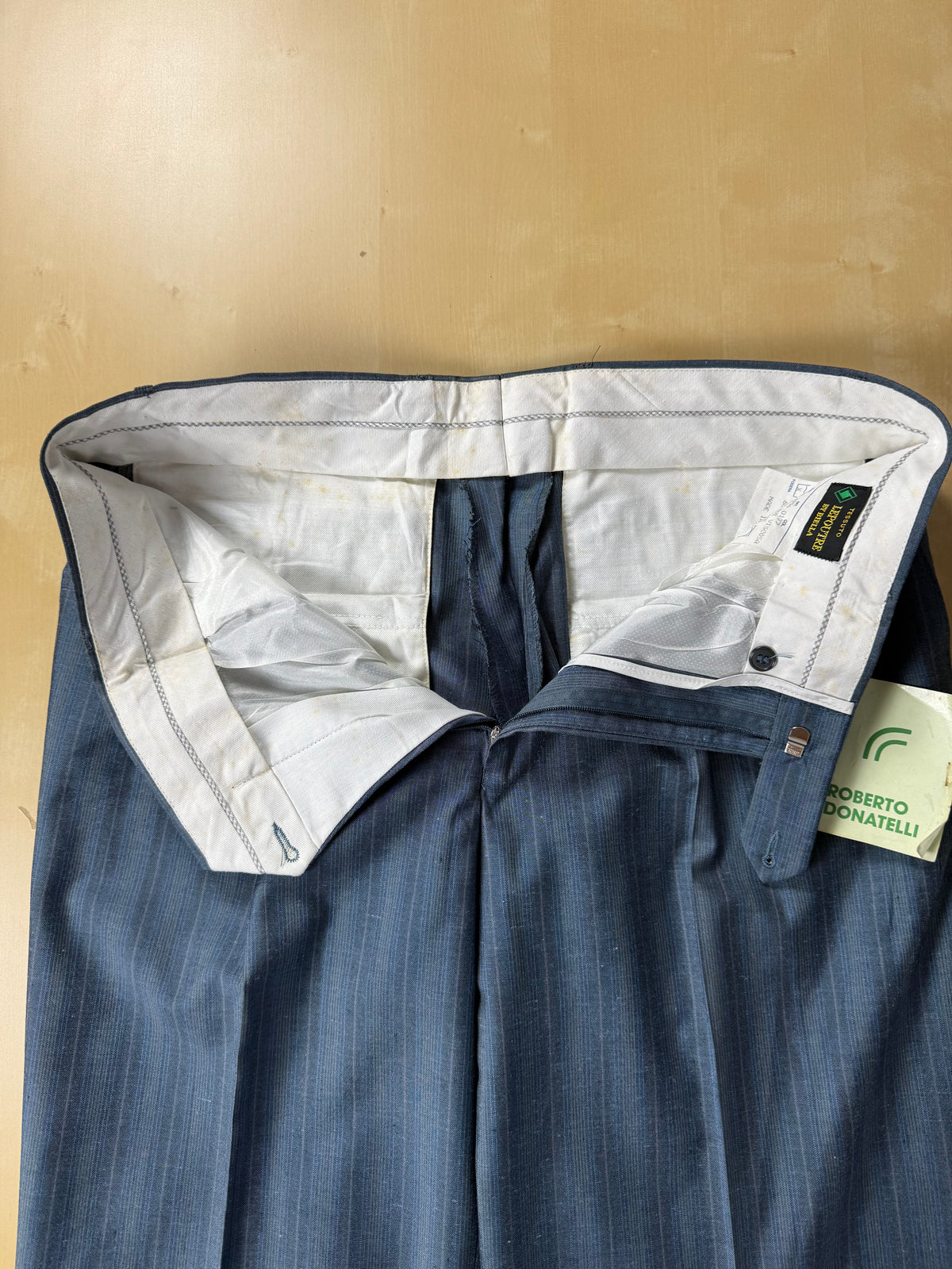 Pantaloni anni '80 blu a righe (NOS) - tg. 50
