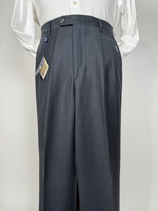 Pantaloni anni ‘70/‘80 flanella antracite trama righe (NOS) - tg. 44/46