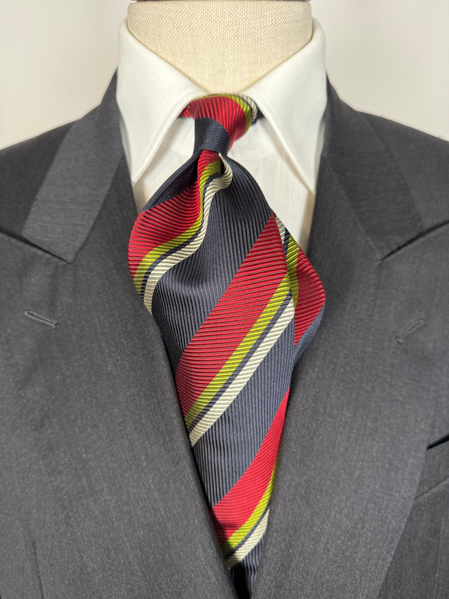 Cravatta regimental cannettata blu rossa e verde