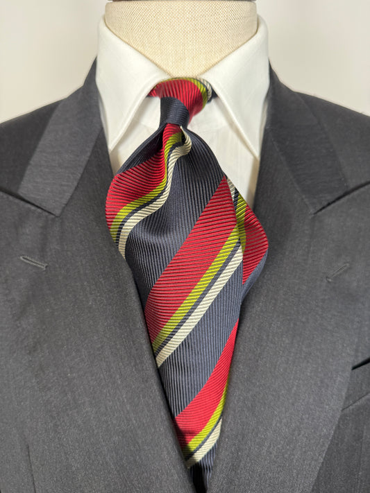 Cravatta regimental cannettata blu rossa e verde