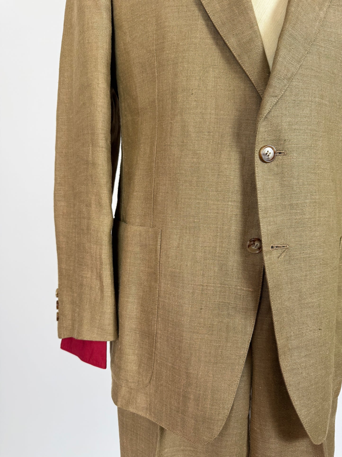 Completo anni '70 misto lino color corda - tg. 50