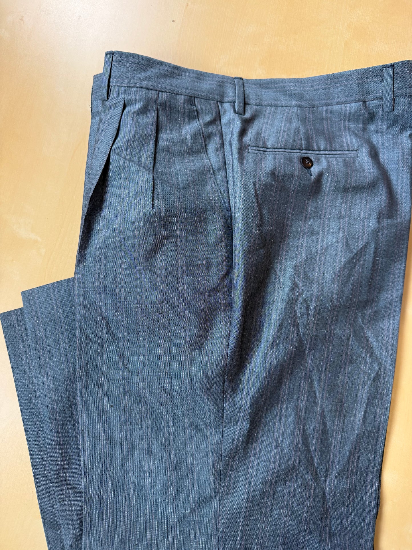 Completo anni '80 in pura seta shantung blu carta da zucchero - tg. 52/54