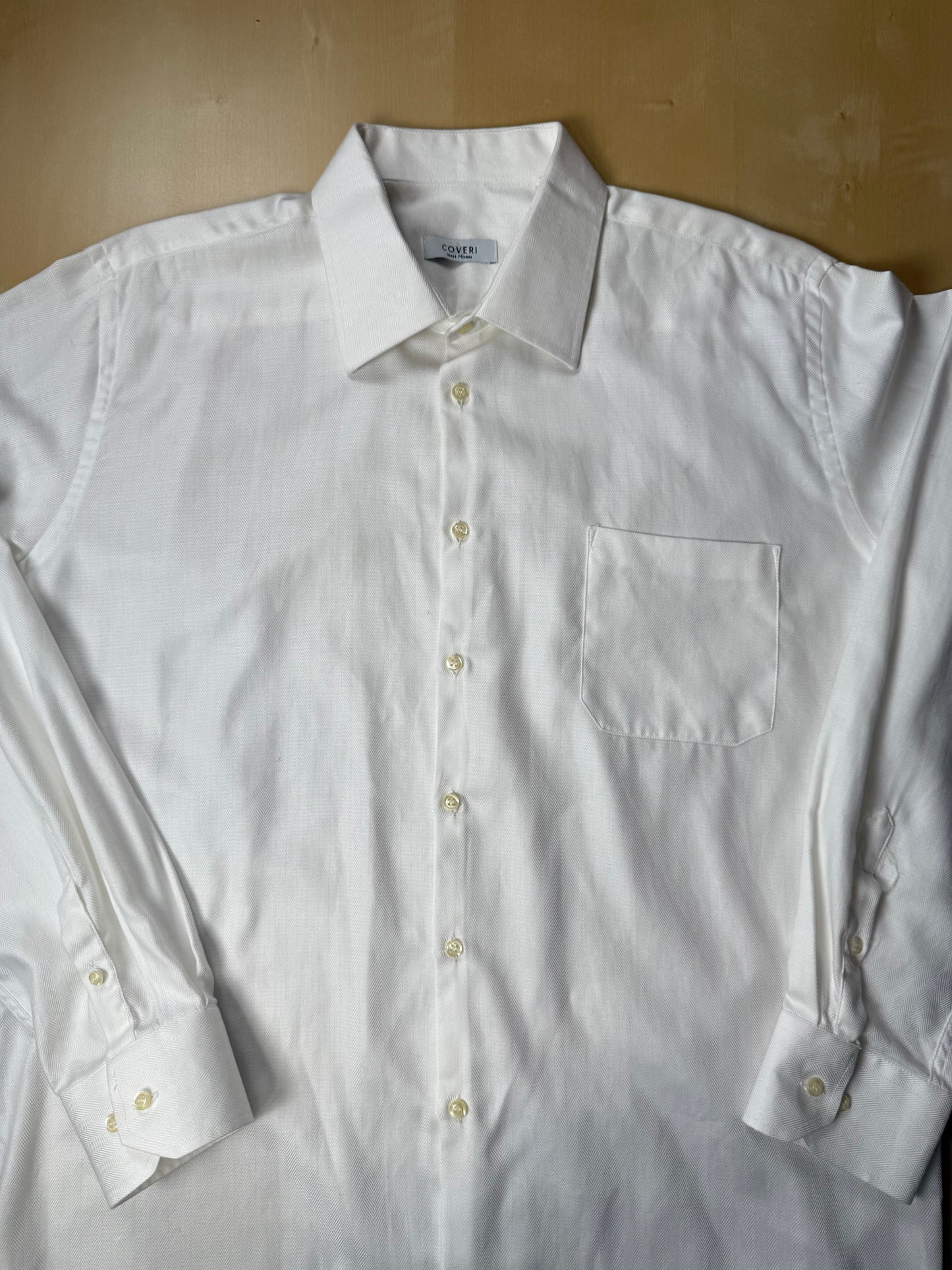 Camicia bianca cotone herringbone - XL collo 45