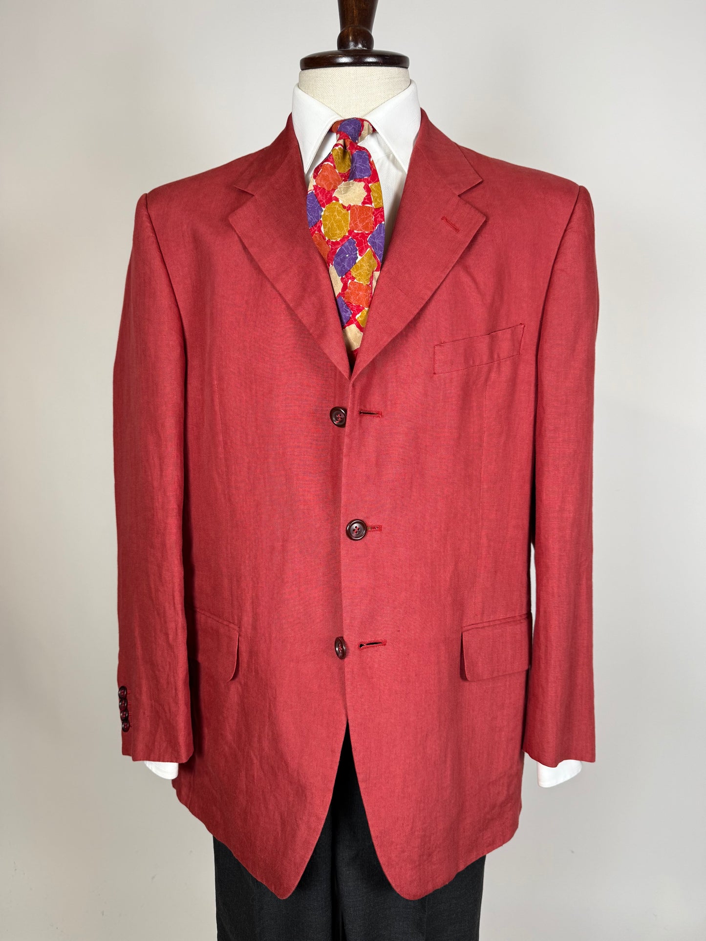 Giacca anni '90 100% lino rosso corallo - tg. 54