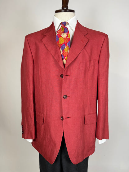 Giacca anni '90 100% lino rosso corallo - tg. 54