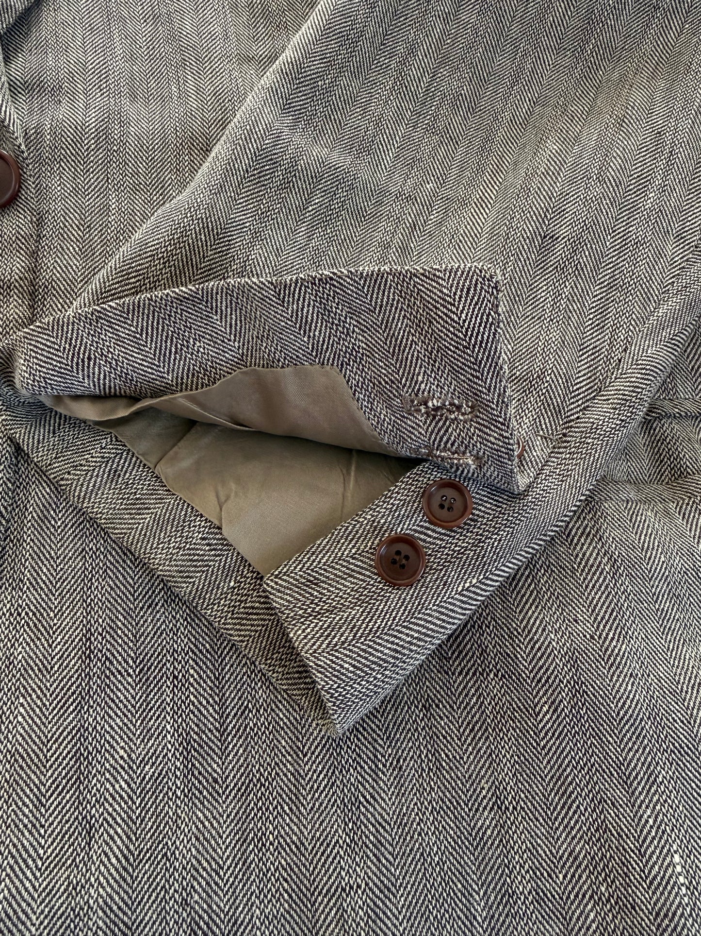 Giacca sartoriale in puro lino herringbone - tg. 60/62