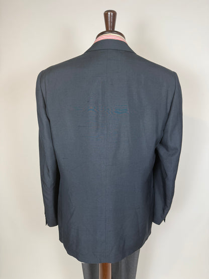 Giacca anni '80 seta shantung blu petrolio - tg. 52/54