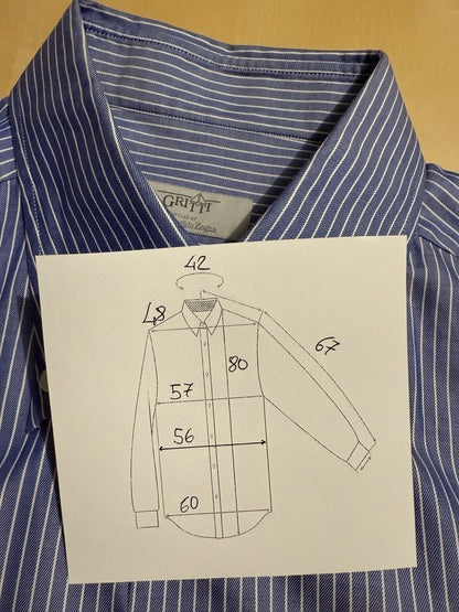 Camicia Ermenegildo Zegna Gritti blu riga in twill ritorto - L collo 42