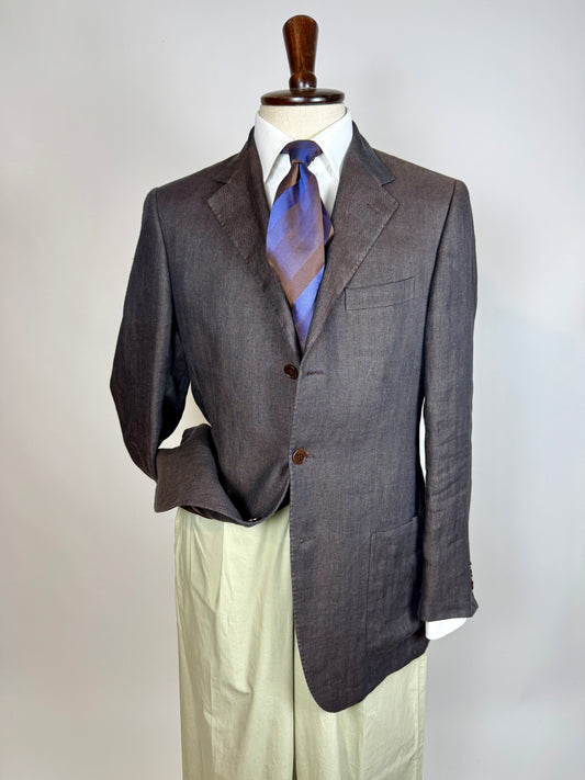 Giacca Cantarelli puro lino marrone herringbone - tg. 50