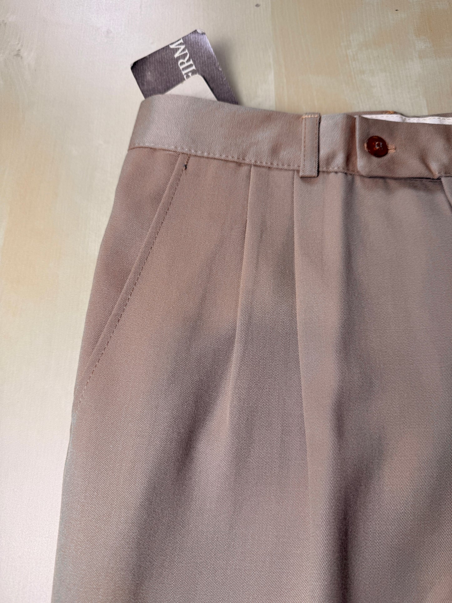 Pantaloni anni ‘70 in twill pettinato beige - tg. 46/48