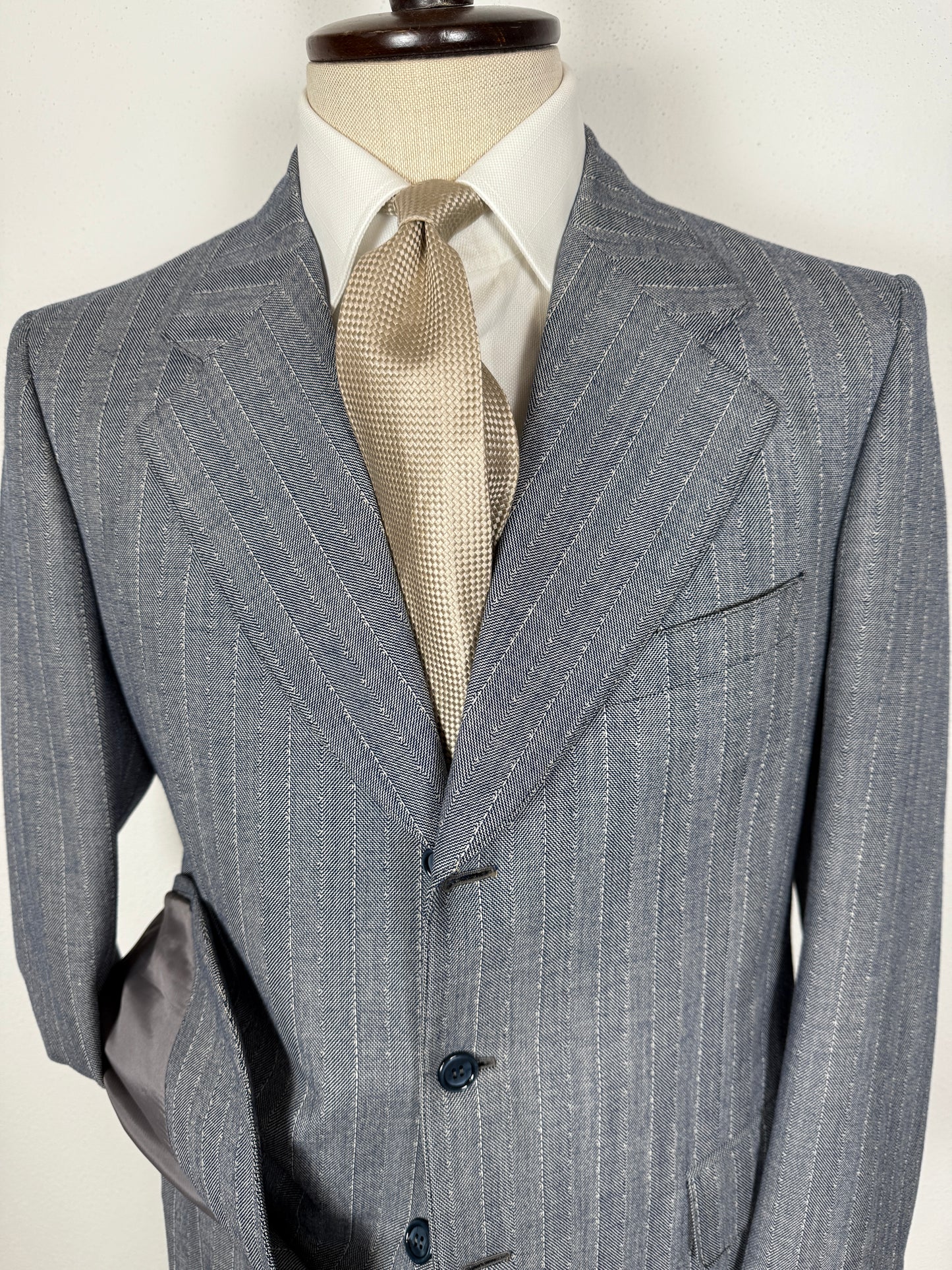 Completo anni ‘60 in grisaglia blu spinato - tg. 48