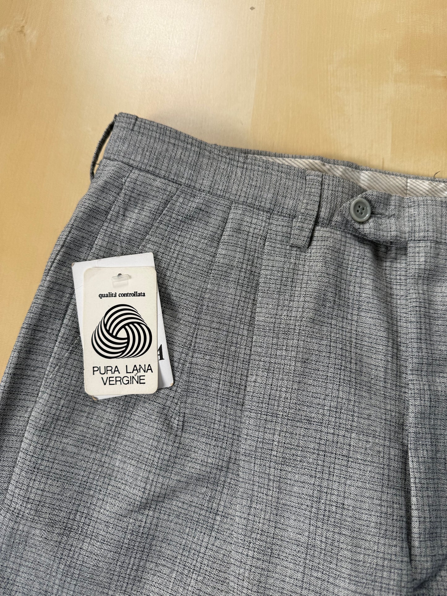 Pantaloni fresco lana grigio Glen check anni '80 (NOS) - tg. 48/50