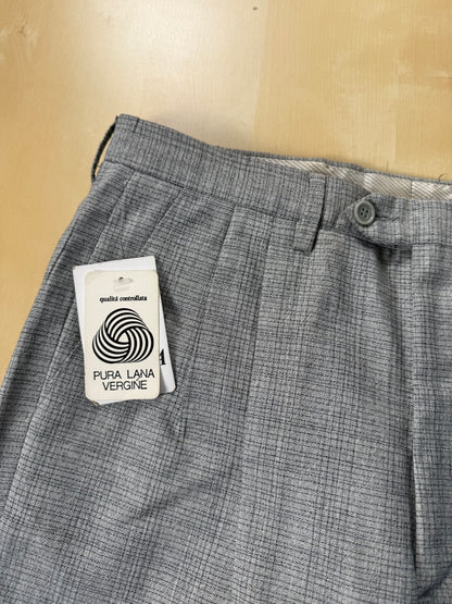 Pantaloni fresco lana grigio Glen check anni '80 (NOS) - tg. 48/50