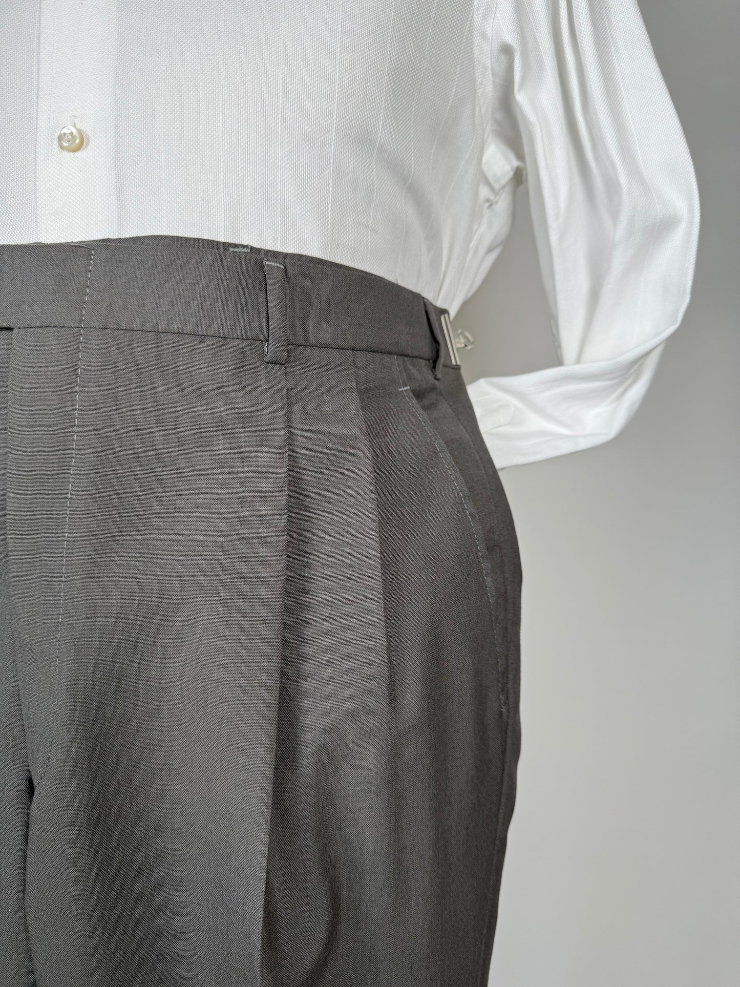 Pantaloni fresco lana grigio petrolio anni '80 (NOS) - tg. 52